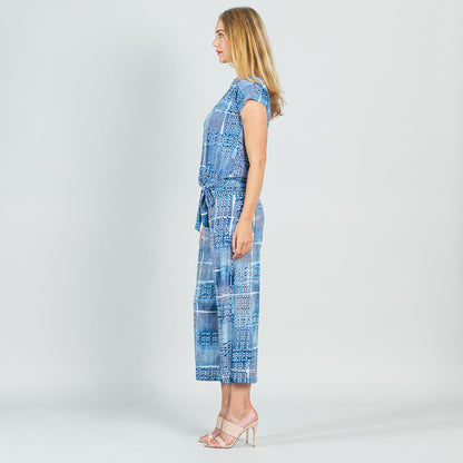 Clara Sunwoo Essential - Textured Cap Sleeve Tie Hem Top - Denim Plaid - Final Sale