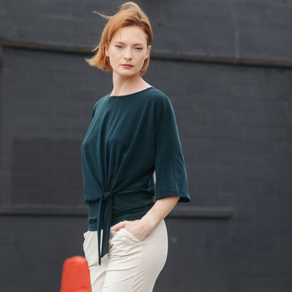 Clara Sunwoo Discount - Signature Side Tie Top - Hunter Green - Final Sale