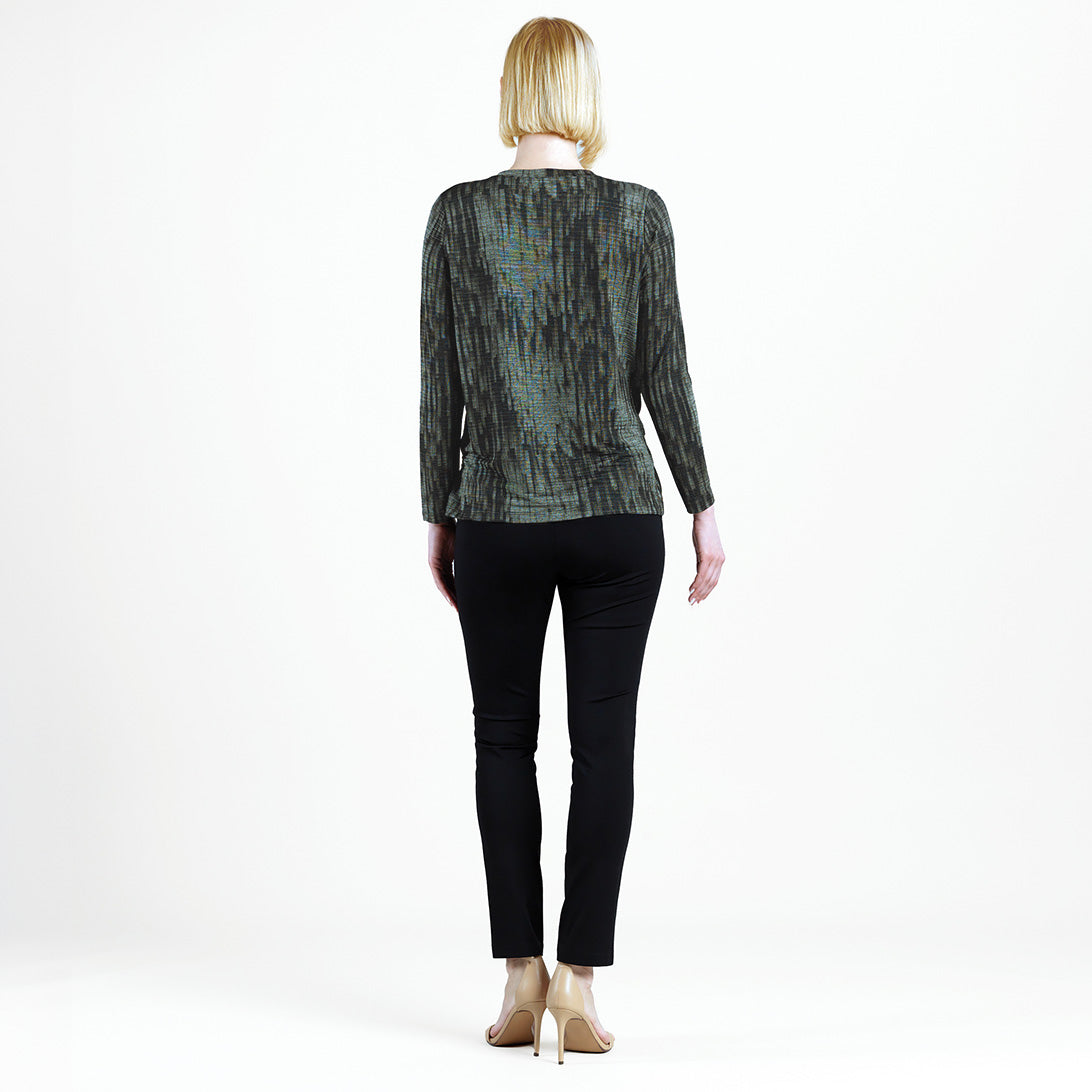 Clara Sunwoo Special Offer - Crinkle Pleat - Blouson Overlay Side Tie Detail Top - Water Ripple-Olive - Final Sale!