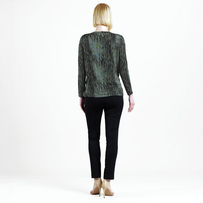 Clara Sunwoo Special Offer - Crinkle Pleat - Blouson Overlay Side Tie Detail Top - Water Ripple-Olive - Final Sale!