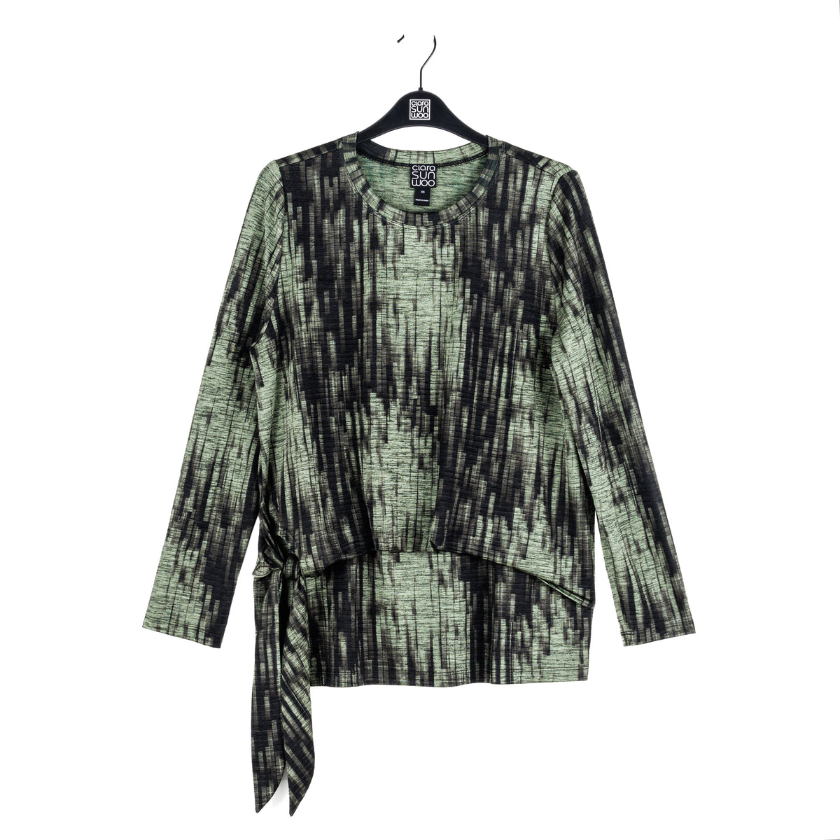 Clara Sunwoo Special Offer - Crinkle Pleat - Blouson Overlay Side Tie Detail Top - Water Ripple-Olive - Final Sale!