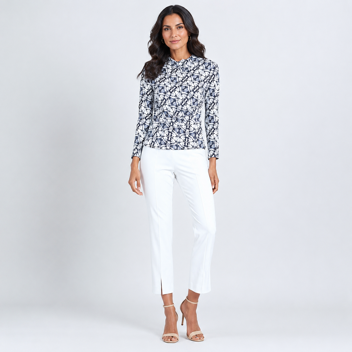 Clara Sunwoo Great Value - Textured Draped Neck Side Ruched Top - Circle Emblem - Final Sale!