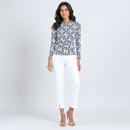 Clara Sunwoo Great Value - Textured Draped Neck Side Ruched Top - Circle Emblem - Final Sale!