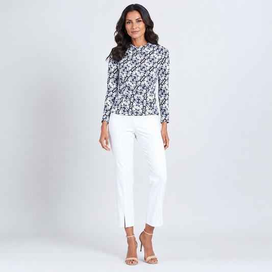 Clara Sunwoo Great Value - Textured Draped Neck Side Ruched Top - Circle Emblem - Final Sale!