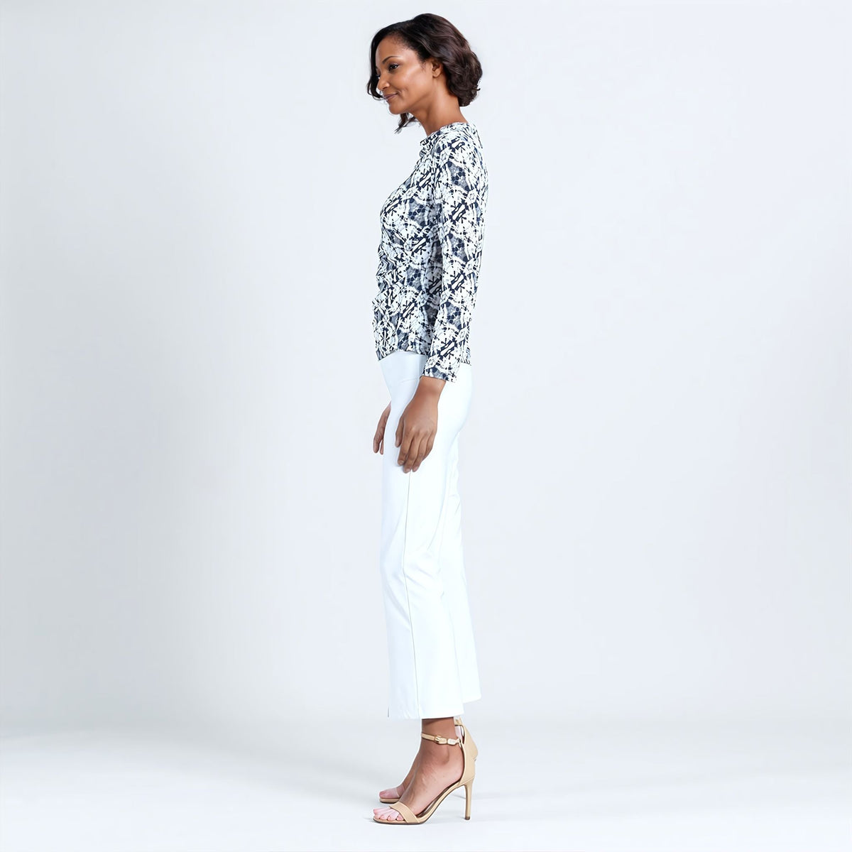 Clara Sunwoo Great Value - Textured Draped Neck Side Ruched Top - Circle Emblem - Final Sale!