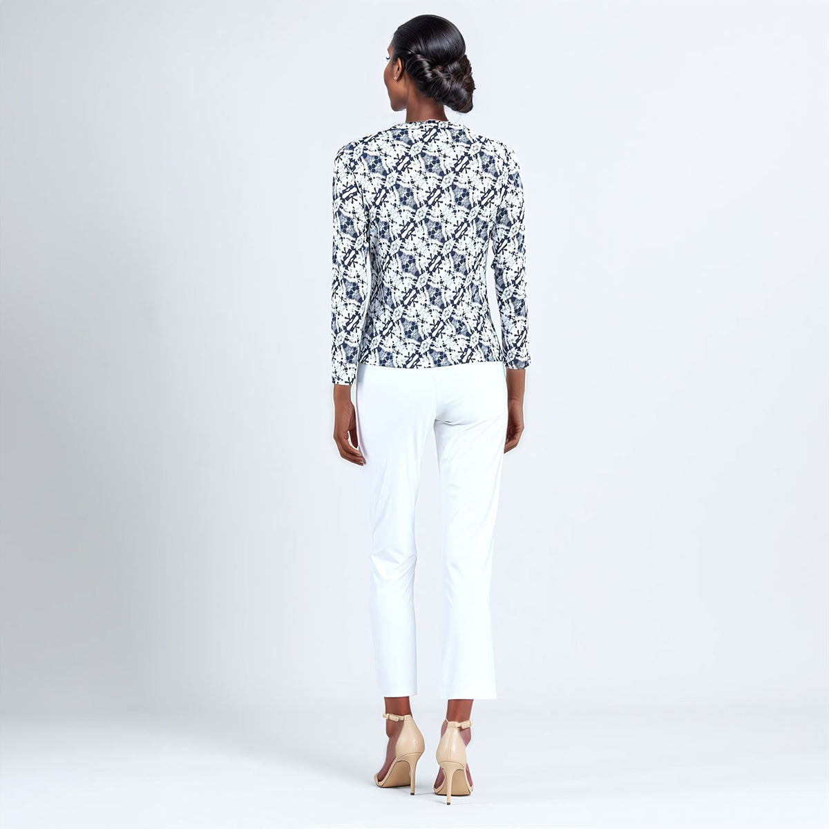 Clara Sunwoo Great Value - Textured Draped Neck Side Ruched Top - Circle Emblem - Final Sale!