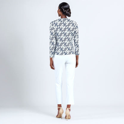 Clara Sunwoo Great Value - Textured Draped Neck Side Ruched Top - Circle Emblem - Final Sale!