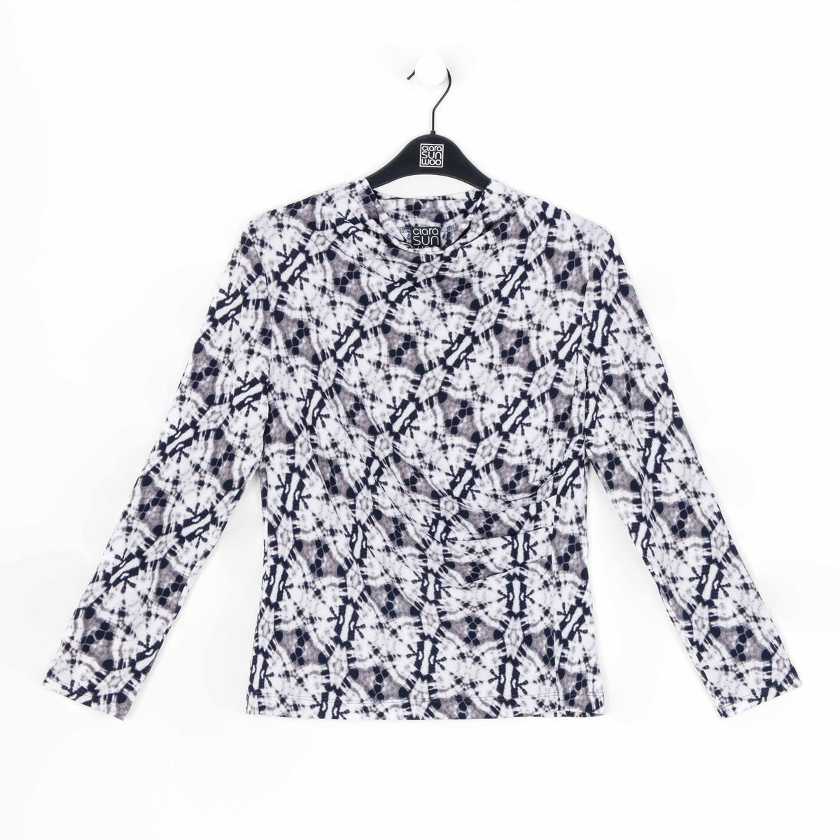 Clara Sunwoo Great Value - Textured Draped Neck Side Ruched Top - Circle Emblem - Final Sale!