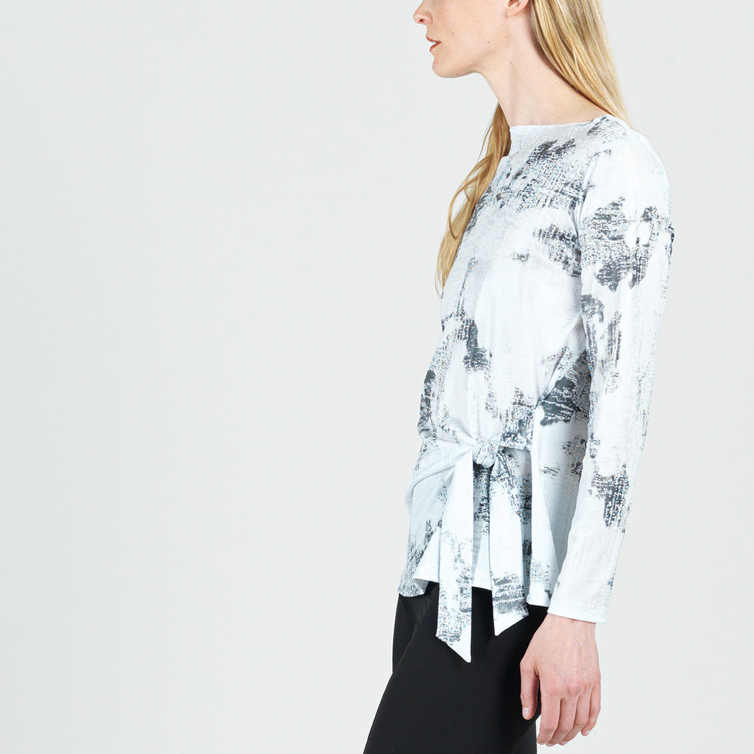 Clara Sunwoo Hot Sale - Foil Knit - Side Tie Waist Top - Abstract Marble - Final Sale!