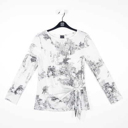 Clara Sunwoo Hot Sale - Foil Knit - Side Tie Waist Top - Abstract Marble - Final Sale!