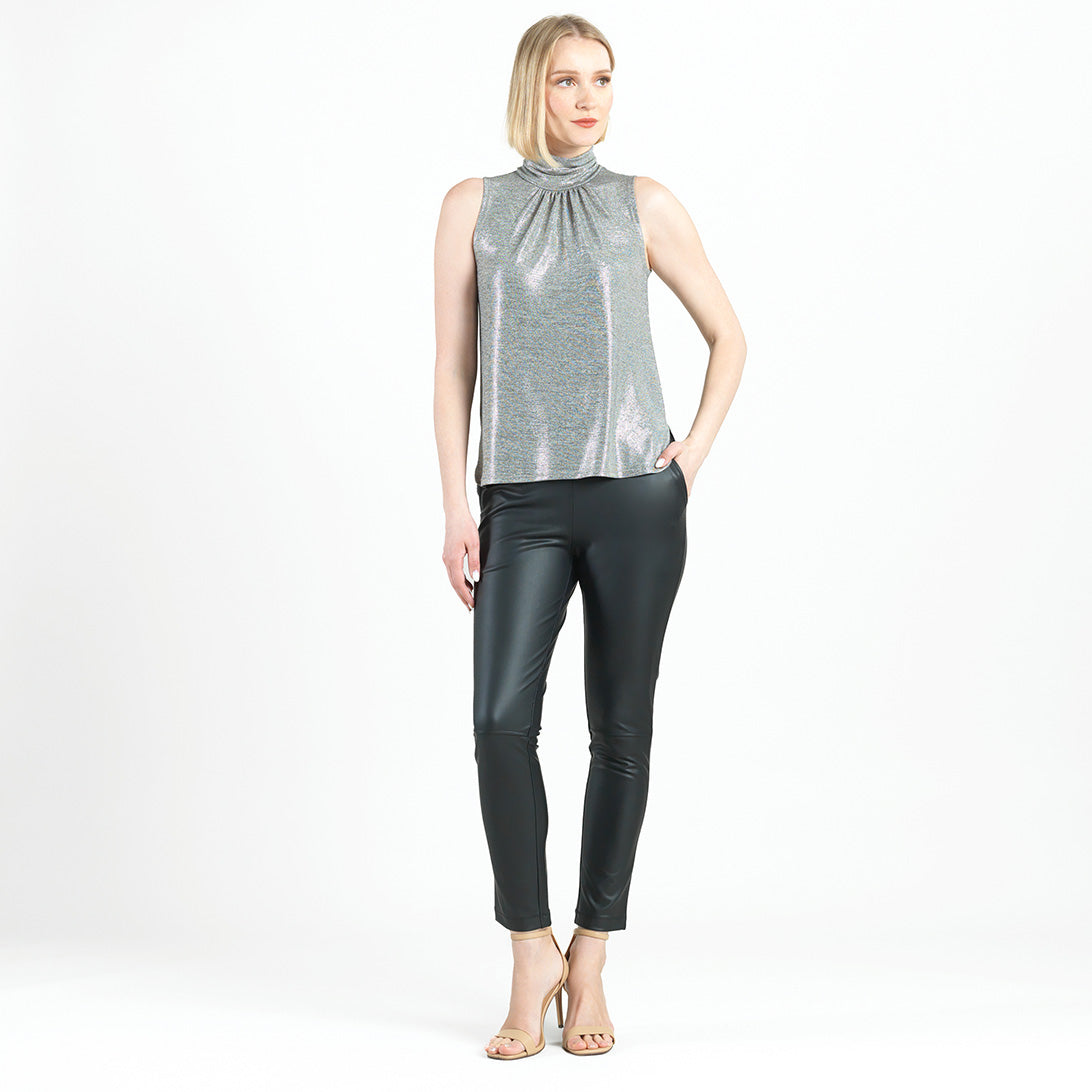 Clara Sunwoo Sale - Glimmer Lamé - Sleeveless Pleated Detail Tank - Silver - Final Sale!