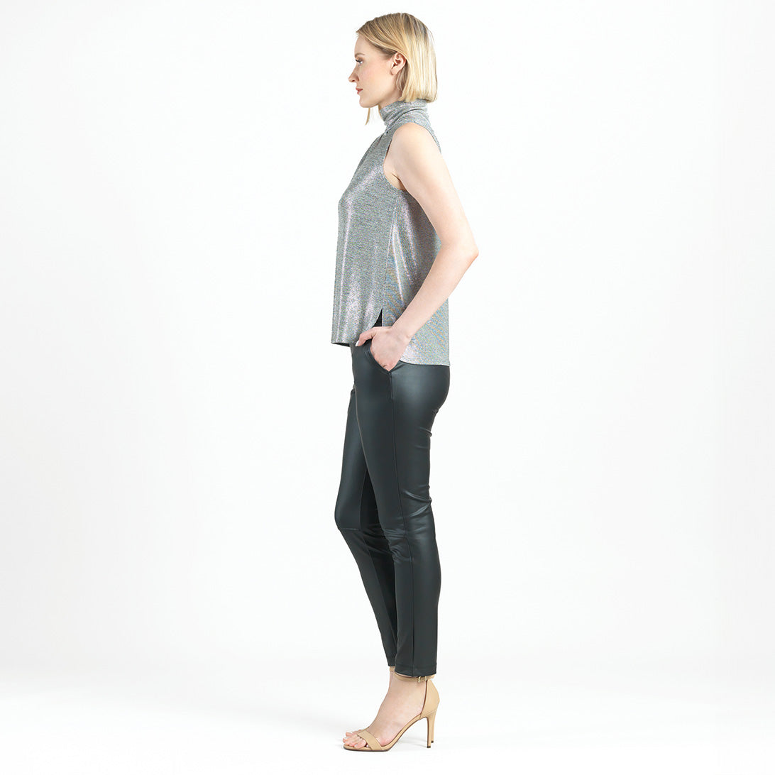 Clara Sunwoo Sale - Glimmer Lamé - Sleeveless Pleated Detail Tank - Silver - Final Sale!