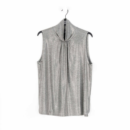 Clara Sunwoo Sale - Glimmer Lamé - Sleeveless Pleated Detail Tank - Silver - Final Sale!