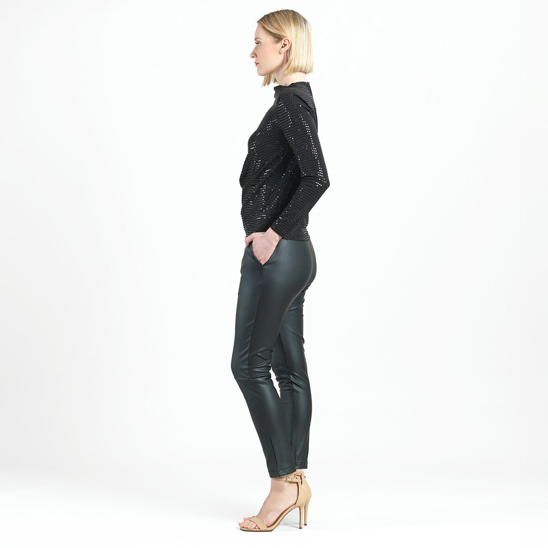 Clara Sunwoo Best Price - Shimmer Embellished - High Boat Neck Side Draped Top - Black - Final Sale!