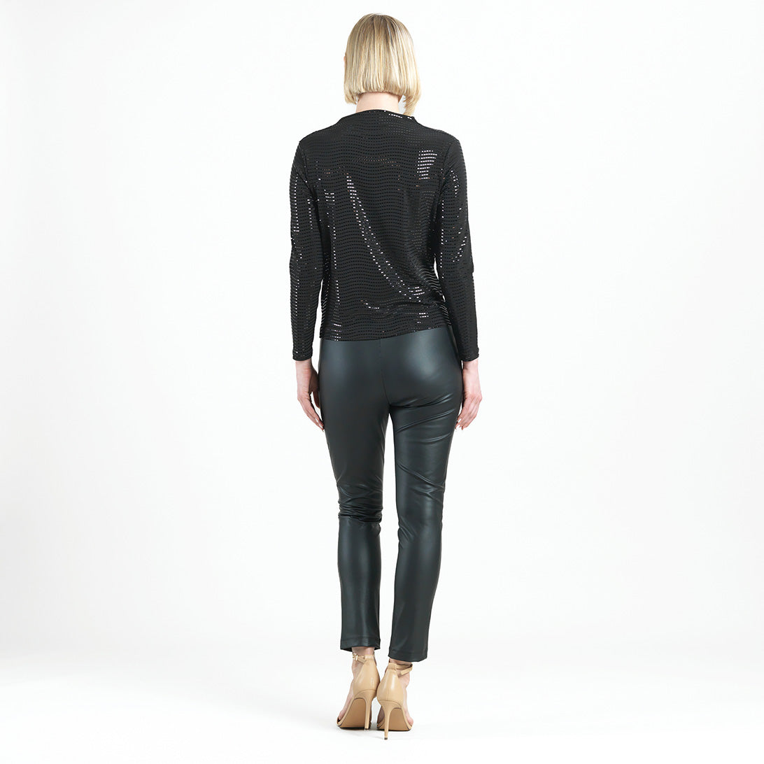Clara Sunwoo Best Price - Shimmer Embellished - High Boat Neck Side Draped Top - Black - Final Sale!