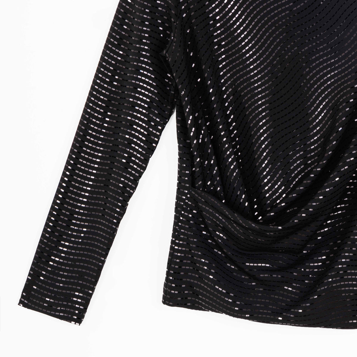 Clara Sunwoo Best Price - Shimmer Embellished - High Boat Neck Side Draped Top - Black - Final Sale!
