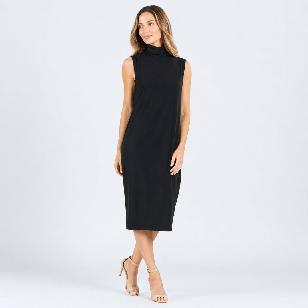 Clara Sunwoo Customer Favorite - Signature Mock Neck Midi Dress - Black - Final Sale!