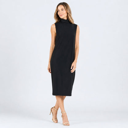 Clara Sunwoo Customer Favorite - Signature Mock Neck Midi Dress - Black - Final Sale!