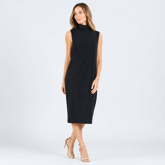 Clara Sunwoo Customer Favorite - Signature Mock Neck Midi Dress - Black - Final Sale!