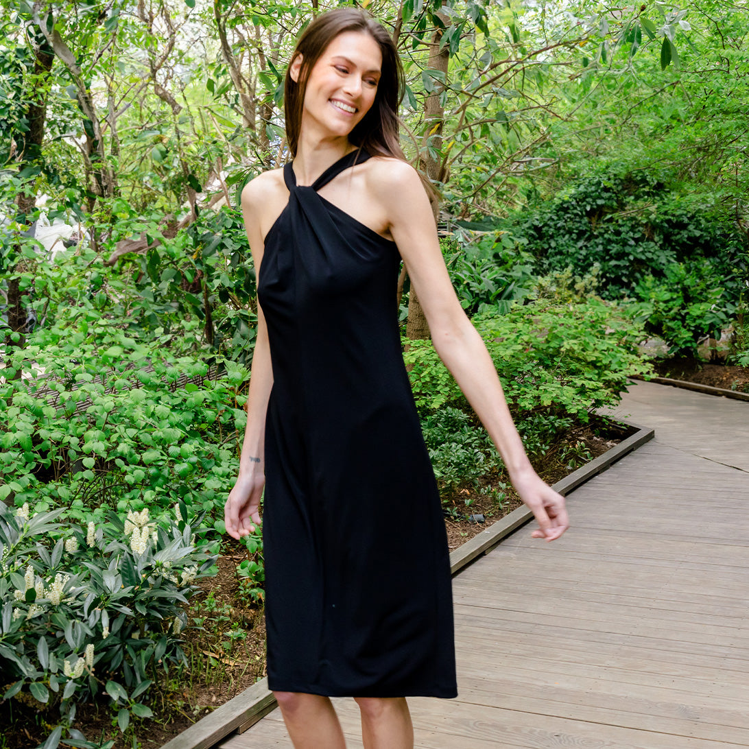 Clara Sunwoo Best Price - Grecian Halter Midi Sheath Dress - Black - Final Sale!