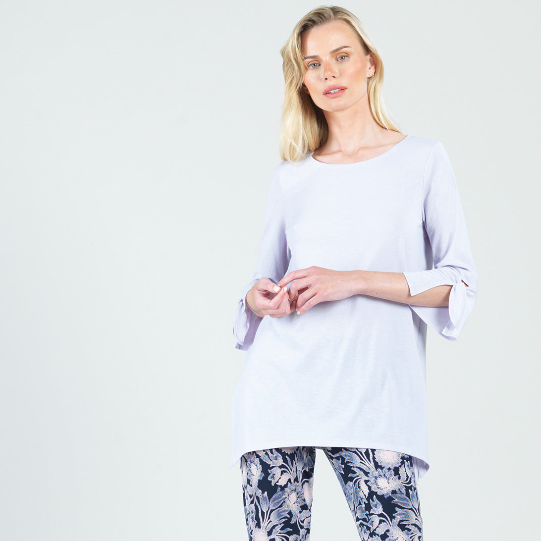 Clara Sunwoo Essential - Peach Knit - Tie Cuff Side Vent Tunic - Lavender - Final Sale!