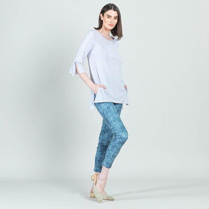 Clara Sunwoo Essential - Peach Knit - Tie Cuff Side Vent Tunic - Lavender - Final Sale!