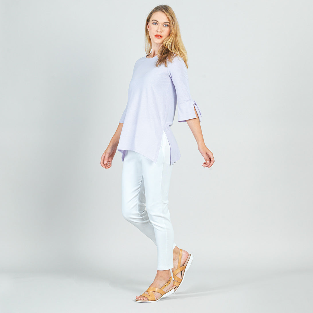Clara Sunwoo Essential - Peach Knit - Tie Cuff Side Vent Tunic - Lavender - Final Sale!