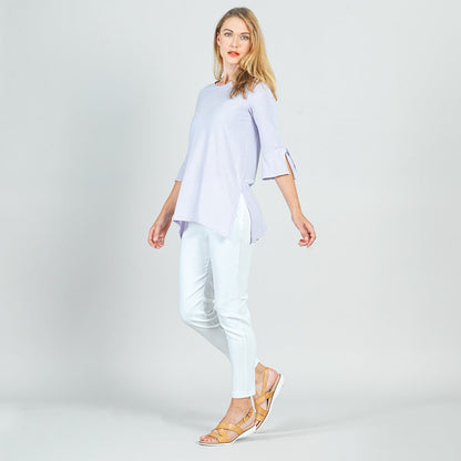 Clara Sunwoo Essential - Peach Knit - Tie Cuff Side Vent Tunic - Lavender - Final Sale!