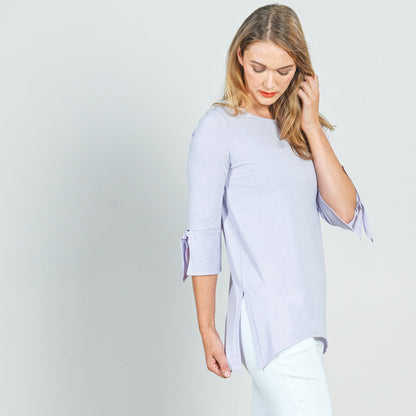 Clara Sunwoo Essential - Peach Knit - Tie Cuff Side Vent Tunic - Lavender - Final Sale!