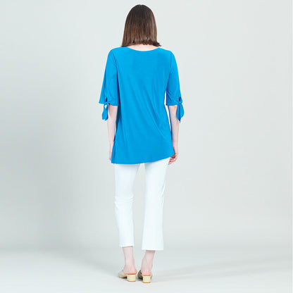 Clara Sunwoo Deals - Tie Cuff Asymmetrical Vent Tunic - Brilliant Blue - Final Sale