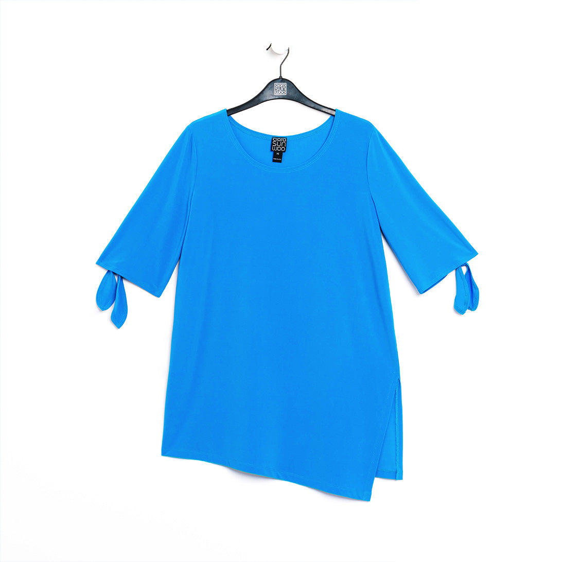 Clara Sunwoo Deals - Tie Cuff Asymmetrical Vent Tunic - Brilliant Blue - Final Sale