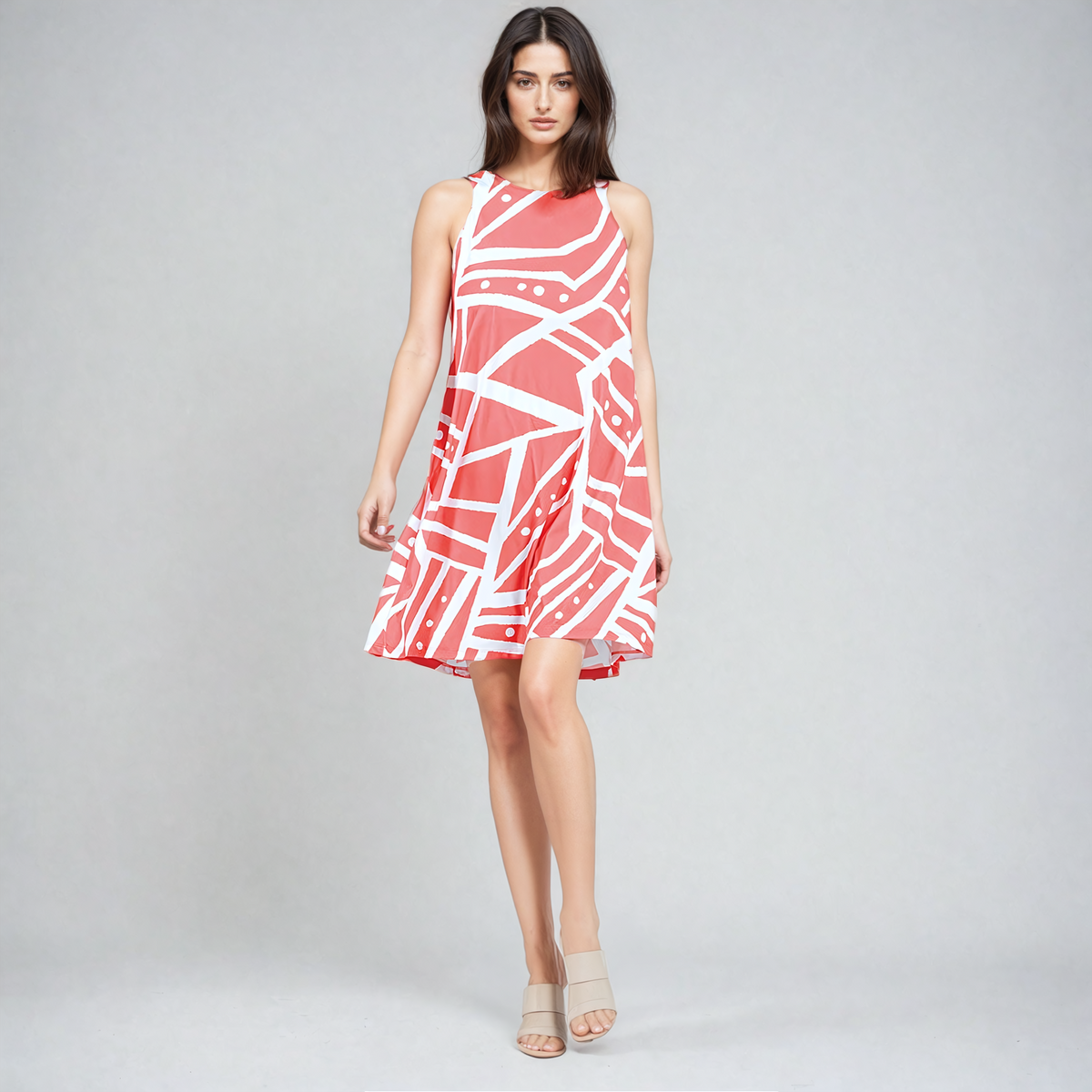 Clara Sunwoo Great Value - Jewel Neck Swing Dress - Stripes+Dots - Final Sale!