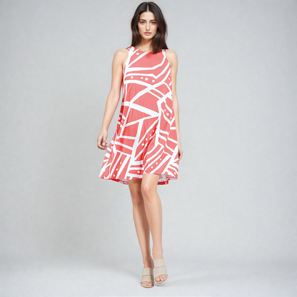 Clara Sunwoo Great Value - Jewel Neck Swing Dress - Stripes+Dots - Final Sale!