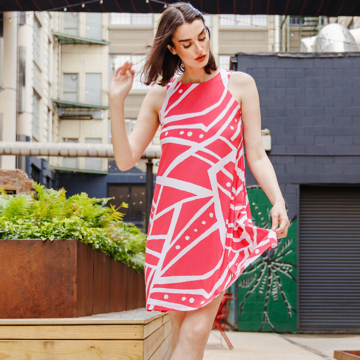Clara Sunwoo Great Value - Jewel Neck Swing Dress - Stripes+Dots - Final Sale!