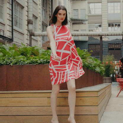 Clara Sunwoo Great Value - Jewel Neck Swing Dress - Stripes+Dots - Final Sale!