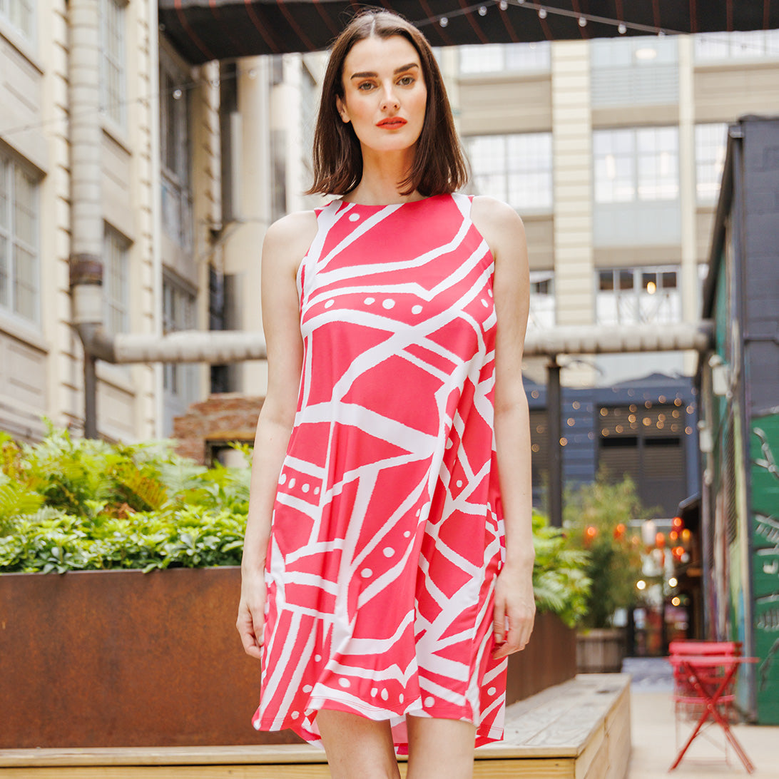 Clara Sunwoo Great Value - Jewel Neck Swing Dress - Stripes+Dots - Final Sale!