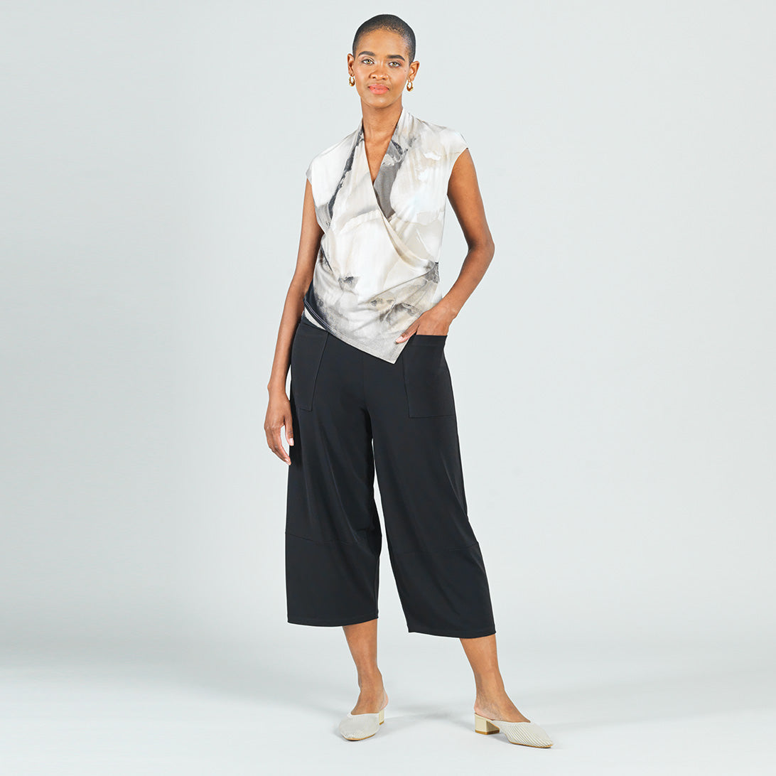 Clara Sunwoo Customer Favorite - Crossover Faux Wrap Top - Watercolor - Final Sale