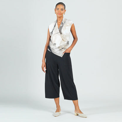Clara Sunwoo Customer Favorite - Crossover Faux Wrap Top - Watercolor - Final Sale