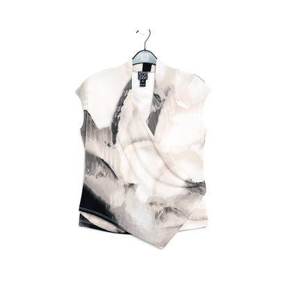 Clara Sunwoo Customer Favorite - Crossover Faux Wrap Top - Watercolor - Final Sale