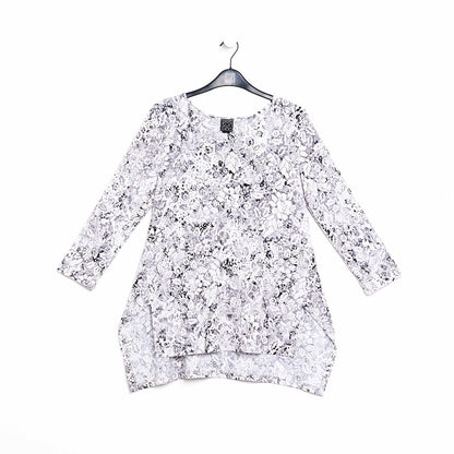 Clara Sunwoo Deals - Textured Parachute Hem Tunic - Floral Rain-Grey - Final Sale!