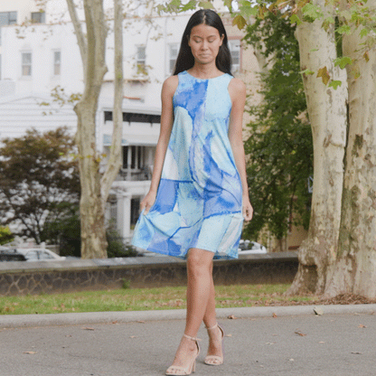 Clara Sunwoo Everyday - Jewel Neck Swing Dress - Water Splash - Final Sale!