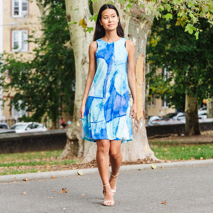 Clara Sunwoo Everyday - Jewel Neck Swing Dress - Water Splash - Final Sale!