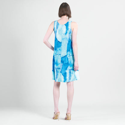Clara Sunwoo Everyday - Jewel Neck Swing Dress - Water Splash - Final Sale!