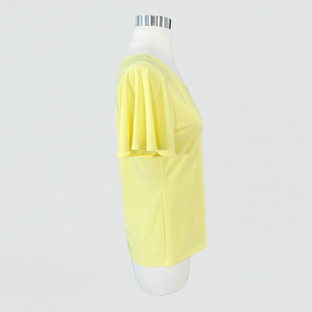 Clara Sunwoo Great Value - Back Keyhole Flounce Sleeve Top - Yellow - Final Sale!