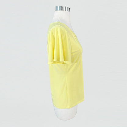 Clara Sunwoo Great Value - Back Keyhole Flounce Sleeve Top - Yellow - Final Sale!