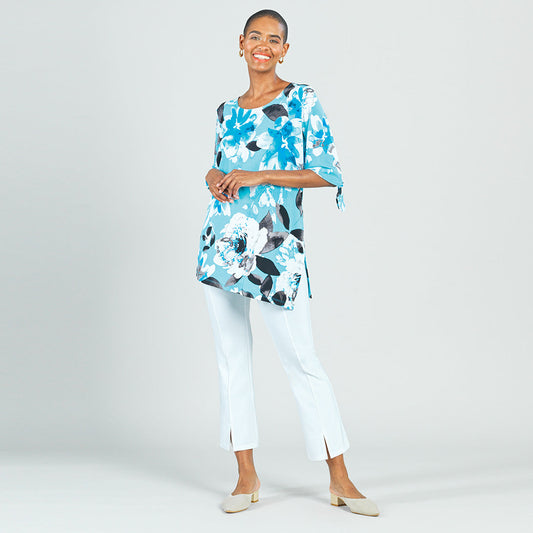 Clara Sunwoo Smart Buy - Tie Cuff Asymmetrical Vent Tunic - Floral Petal - Final Sale