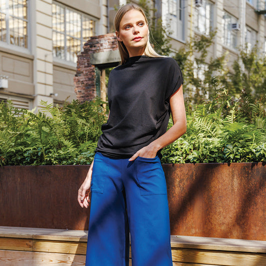 Clara Sunwoo Trending - Modal Cotton - Funnel Neck Side Cinched Top - Black - Final Sale!