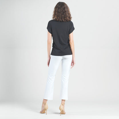 Clara Sunwoo Trending - Modal Cotton - Funnel Neck Side Cinched Top - Black - Final Sale!