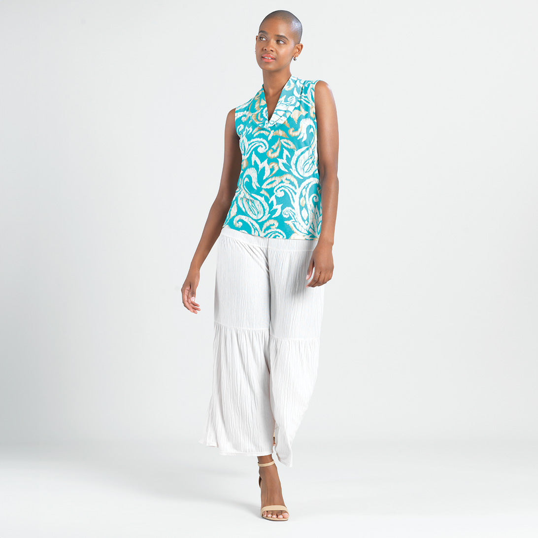 Clara Sunwoo Smart Buy - Butter Knit - Sleeveless Draped Cowl Neck Top - Paisley Lotus - Final Sale!