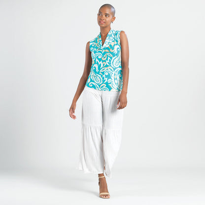 Clara Sunwoo Smart Buy - Butter Knit - Sleeveless Draped Cowl Neck Top - Paisley Lotus - Final Sale!